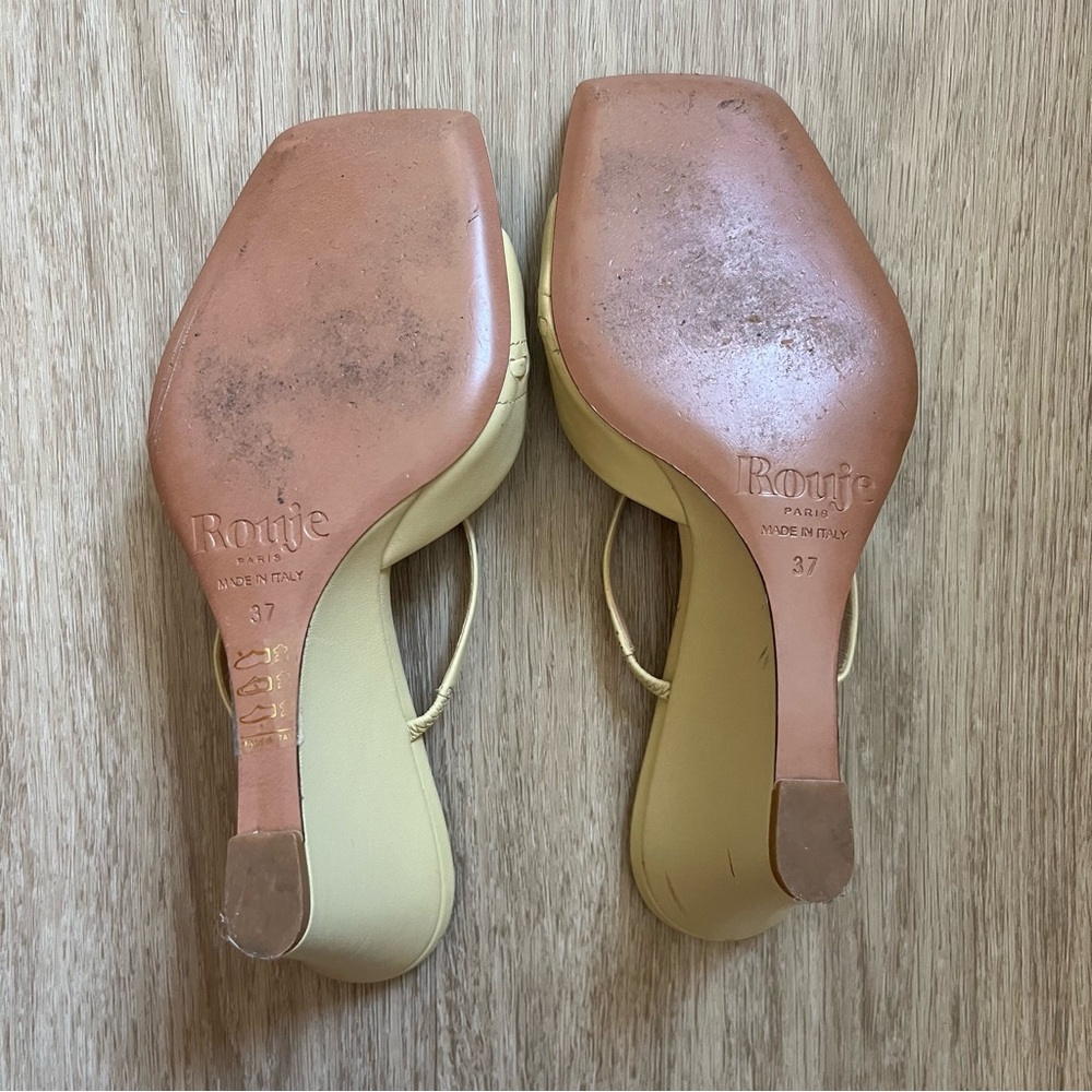 Rouje Paris Eve Wedge Mules Nappa Butter Yellow Size 37 - Picture 14 of 16